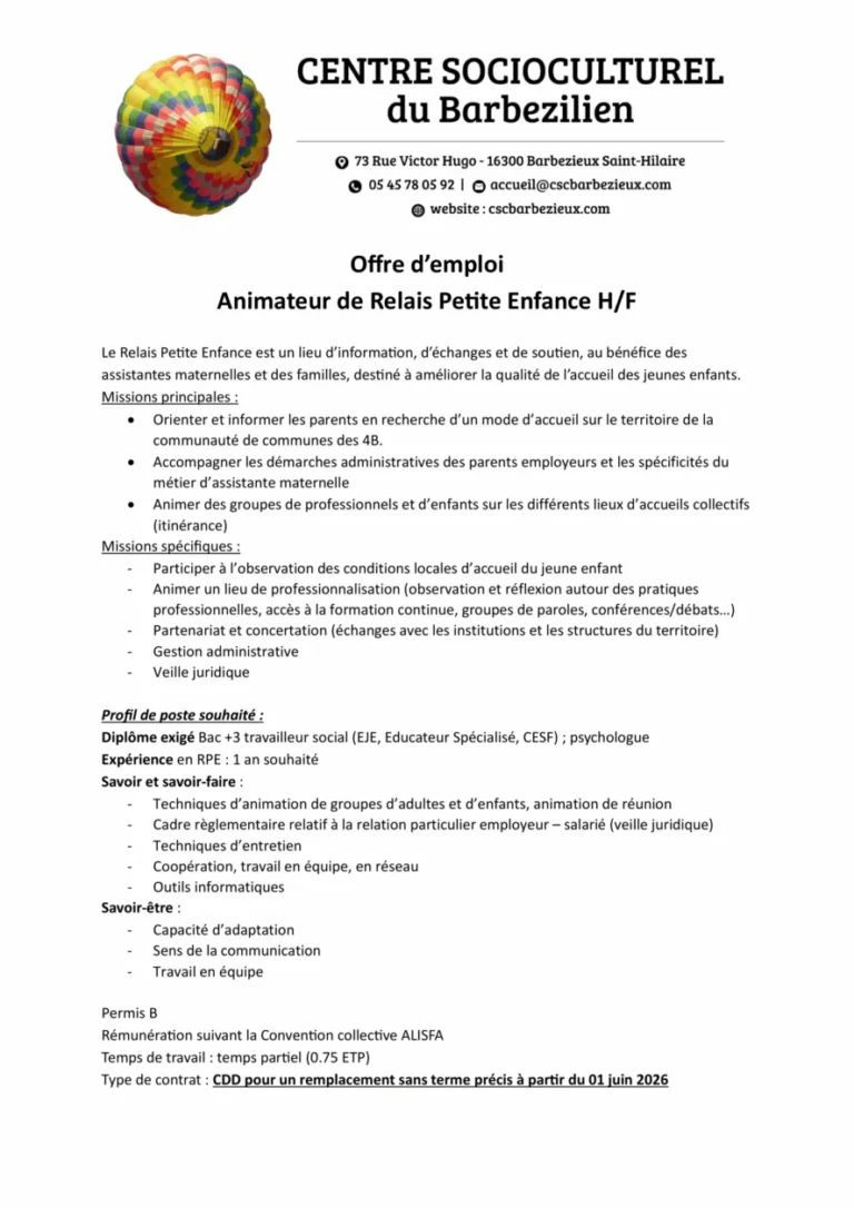 Animateur de Relais Petite Enfance H/F
