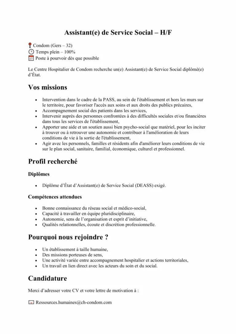 Assistant de Service Social H/F